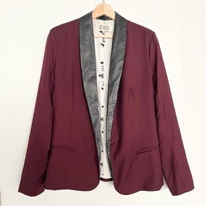 BB Dakota Women's Burgundy Blazer Size 8 Faux Leather Aztec Rock Downtown Retro